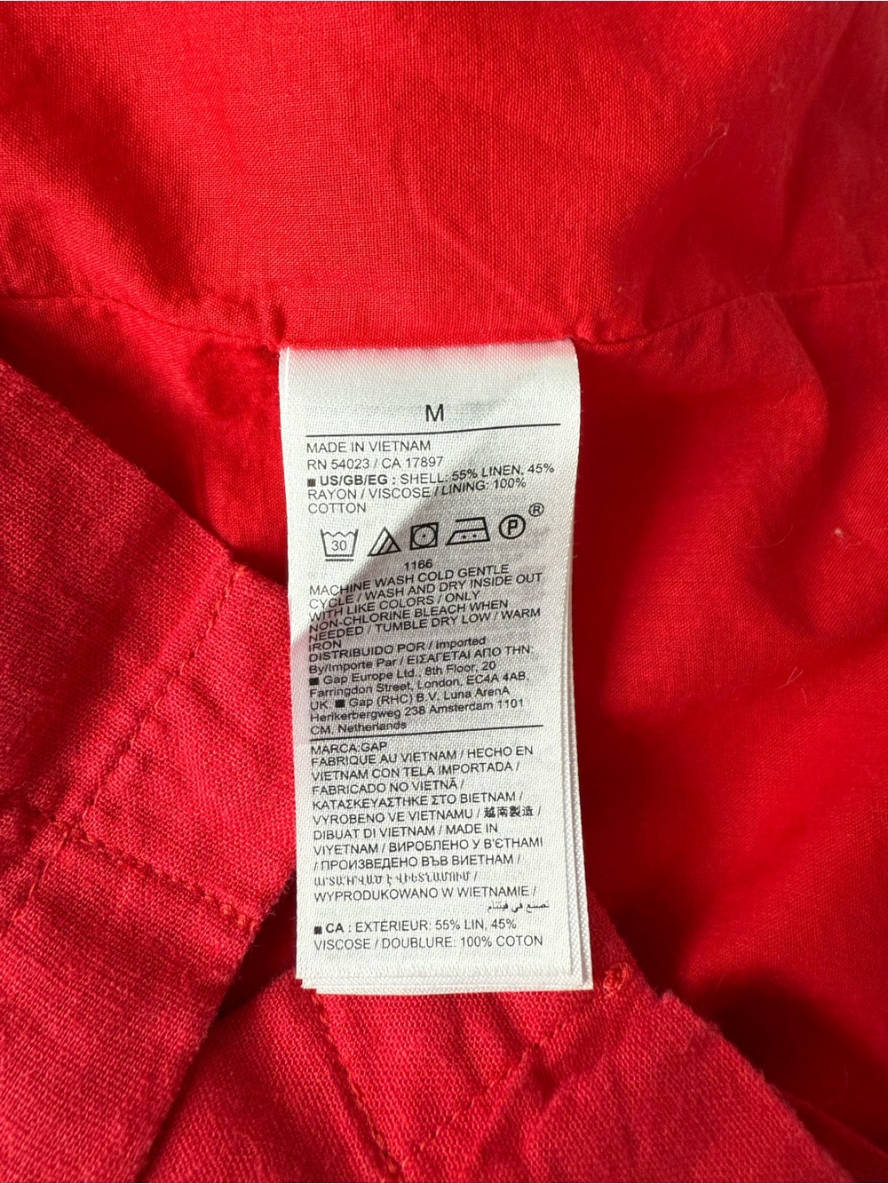 Gap Red Linen Blend Button Back Cropped Tank Top Medium Square Neck - Picture 7 of 9